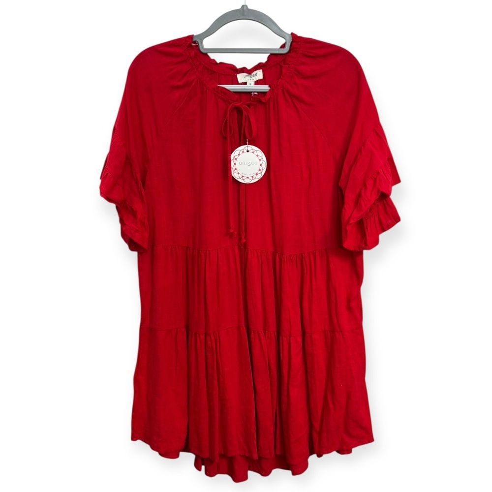 Umgee Women’s Scarlet‎ Tiered Dress with Tie Size M *2212 - Picture 4 of 5